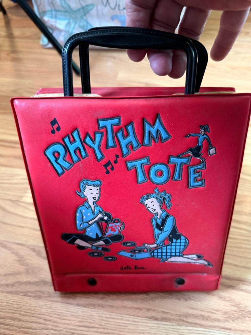 Rhythm Tote vintage 1950s vinyl record carrying case collection of45 RPM records